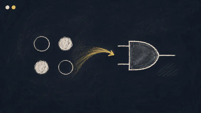 Chalkboard feature illustration for “Boolesche Algebra: Das Fundament des digitalen Schaltungsentwurfs”