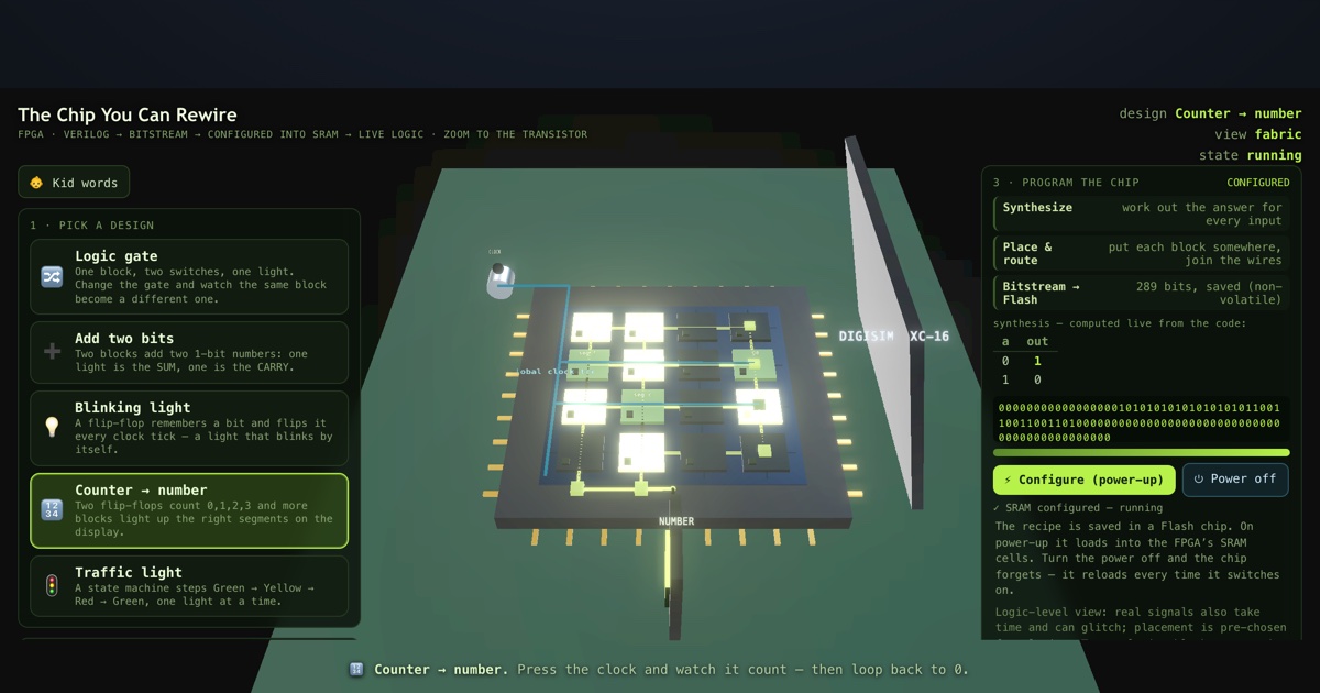 The Chip You Can Rewire — interactive 3D exhibit