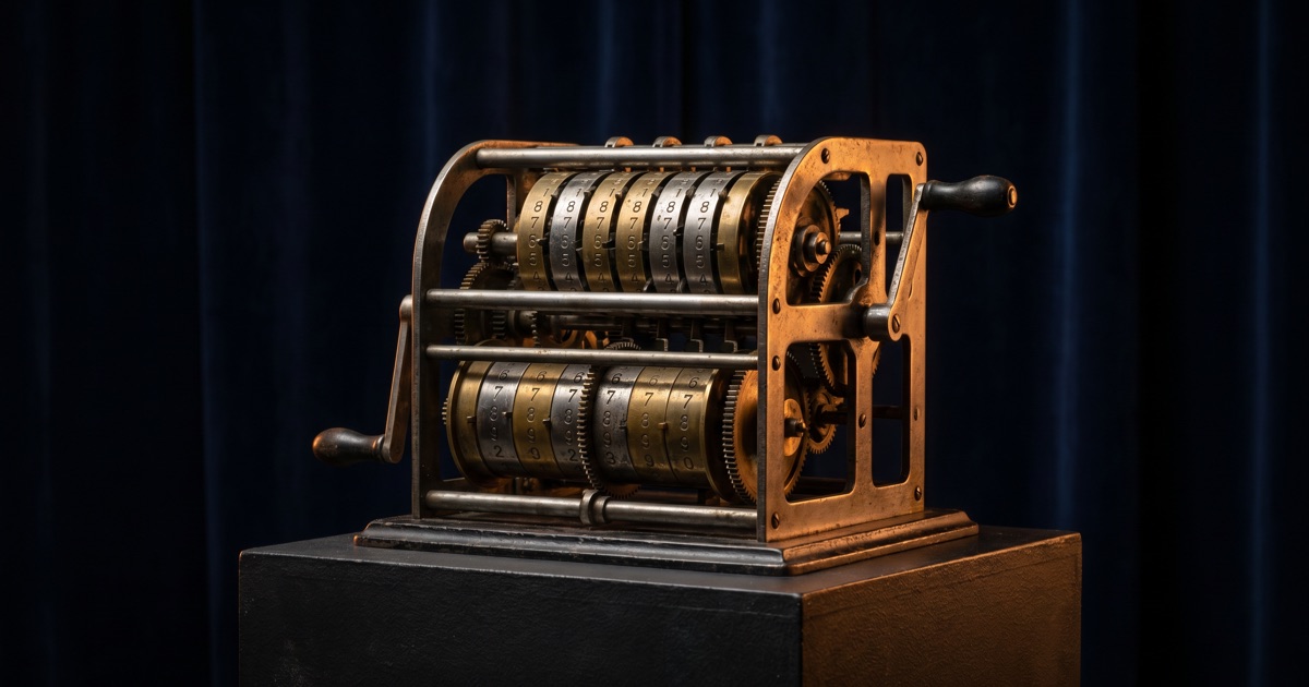 Pinwheel Mechanical Calculator — interactive 3D exhibit