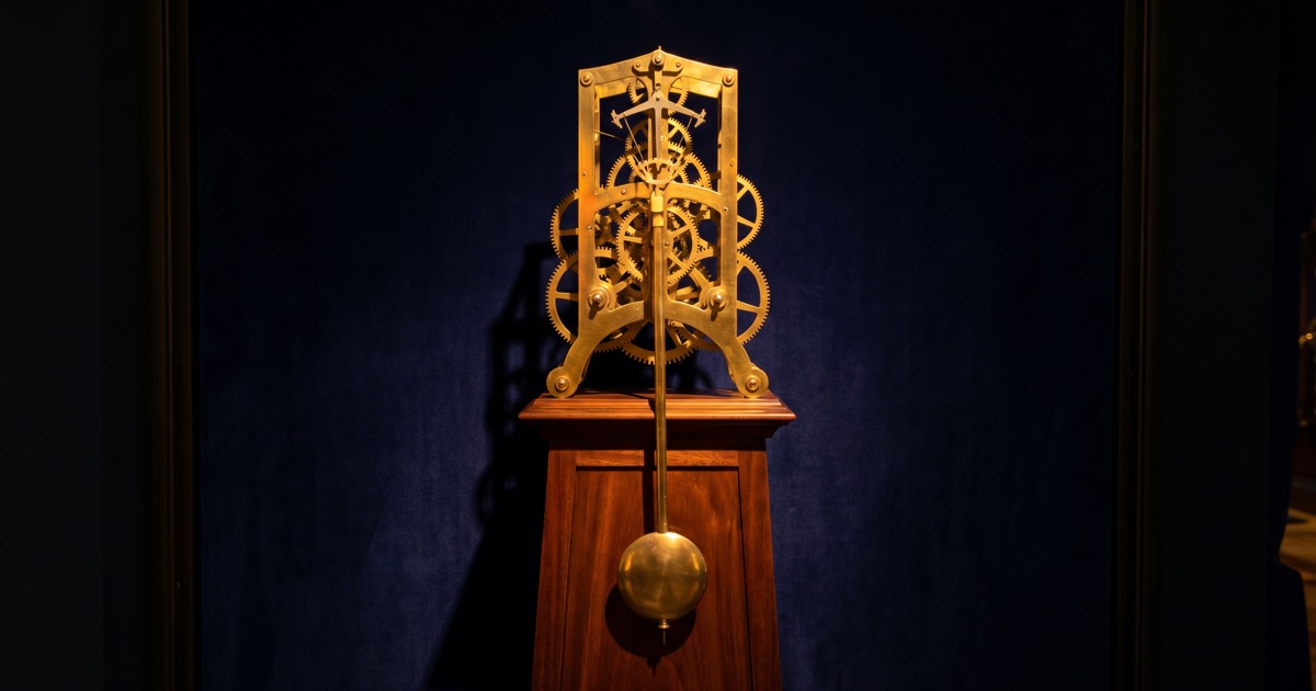 Skeleton Regulator Clock — interactive 3D exhibit