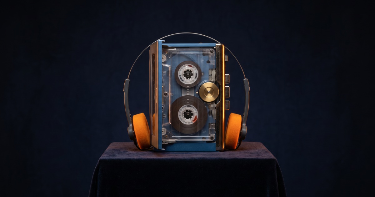 Cassette Walkman Transport — interactive 3D exhibit